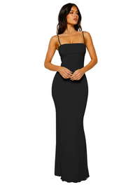 Schlankmachendes Bodycon-Sommerkleid für Damen | Maxi – Schwarz