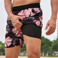 Schnell trocknende Badeshorts für Herren | Leichte – Schwarz-orange