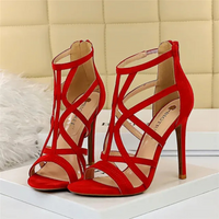 Schöne Gladiator-Absätze für Damen | Hohe – Rot