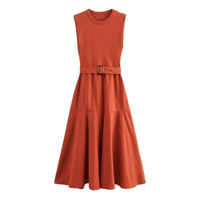 Schönes ärmelloses Kleid für Damen | Midi – Orange