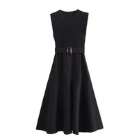 Schönes ärmelloses Kleid für Damen | Midi – Schwarz