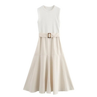 Schönes ärmelloses Kleid für Damen | Midi – Weiß