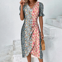 Schönes lässiges Sommerkleid für Damen | Mini – Rosa-blau