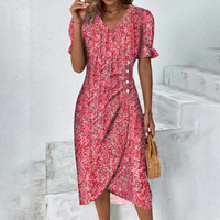Schönes lässiges Sommerkleid für Damen | Mini – Rot
