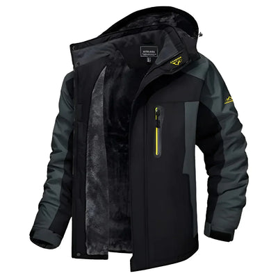 Louis | Bequeme Herren-Fleece-Winterjacke mit Kapuze und Reißverschluss in Zweifarboptik