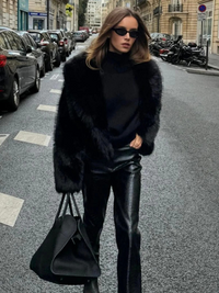 Schwarze Luxus-Softjacke für Damen | Winter – Schwarz