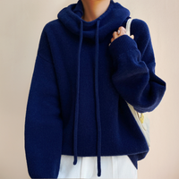 Weicher und Warmer Damen Kapuzenpulli | Winter – Marine Blau