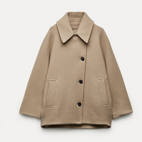 Jazzy | Oversize Wollmantel für stilvolle Winterlooks – Braun-beige