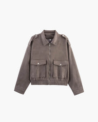 Naila | Suede Pilotjacke – Grau
