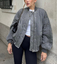 | Gepolsterte Bomberjacke – Grau