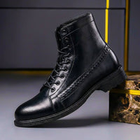 Sebastian | Herren Premium Italienische Echtleder Stiefel – Obsidianschwarz