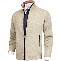 Klassische Strickjacke mit durchgehendem Reißverschluss für Männer – Beige