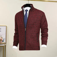 Klassische Strickjacke mit durchgehendem Reißverschluss für Männer – Rot