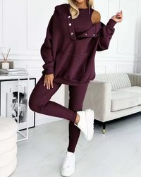 SILKE - SET AUS SWEATSHIRT, LEGGINGS UND OBERTEIL – Dunkellila