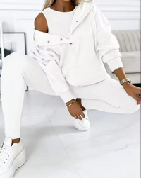 SILKE - SET AUS SWEATSHIRT, LEGGINGS UND OBERTEIL – Weiß