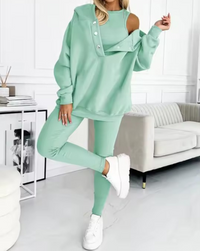 SILKE - SET AUS SWEATSHIRT, LEGGINGS UND OBERTEIL – Grün