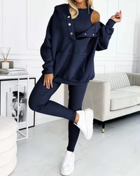 SILKE - SET AUS SWEATSHIRT, LEGGINGS UND OBERTEIL – Dunkelblau