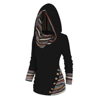 Saymera | Lässiger Tribal-Kapuzenpullover – Schwarz