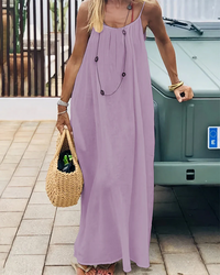 Sigrid | Damen Trägerkleid Maxikleid Sommerkleid – Lila