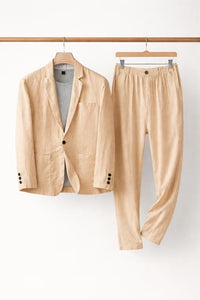 Simon | Herren Relaxtes Leinen Blazer Set – Khaki