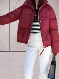 Dana | Parkajacke mit Stehkragen und Doppelverschluss – Rot