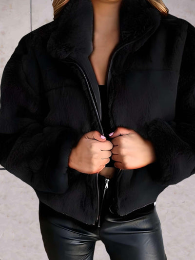 Kliah | Dicke und Warme Imitationsfell-Jacke mit Reißverschluss für Damen
