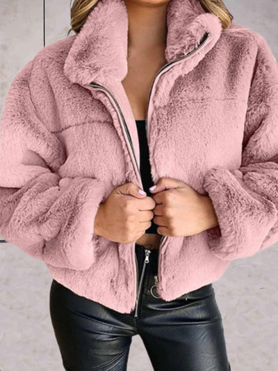 Kliah | Dicke und Warme Imitationsfell-Jacke mit Reißverschluss für Damen