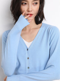 Damen Strickjacke mit V-Ausschnitt | Lässig – Himmelblau
