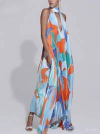 Belinda - Maxikleid mit Rollkragen – Hellblau