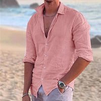 Zander | Herren Leinenhemd Hemd – Rosa