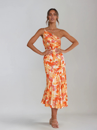 SOLE  | Blumiges Sommerkleid – Orange