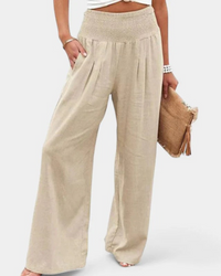 Sommerhose mit hoher Taille für Damen | Leichte – Abrikose