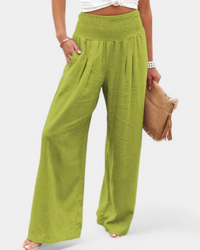 Sommerhose mit hoher Taille für Damen | Leichte – Hellgrün