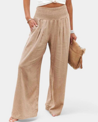 Sommerhose mit hoher Taille für Damen | Leichte – Khaki