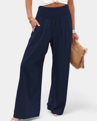 Sommerhose mit hoher Taille für Damen | Leichte – Marine