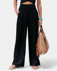 Sommerhose mit hoher Taille für Damen | Leichte – Schwarz
