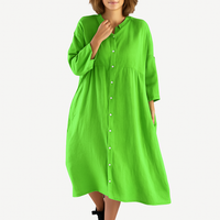 Sommerkleid für Damen – Luftiges langes Hemdblusenkleid – Grün