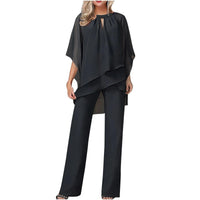 Sophia | Festlicher Chiffon-Hosenanzug – Schwarz