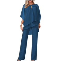 Sophia | Festlicher Chiffon-Hosenanzug – Königsblau