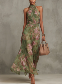 Sophie | Verspieltes Florales Sommerkleid – Grüner Blumenprint