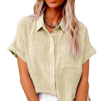 Lässige Kurzarmbluse – Beige