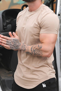 Sportliches Herren-T-Shirt in schmaler Passform | kurzarm – Khaki