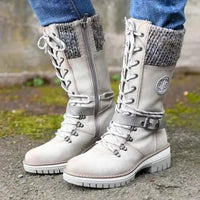 Poirea | Schnallen-Spitze Gestrickte Halbschaft-Stiefel – Weiß
