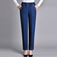 Teliraen - Gerade geschnittene Jeans mit weichem Griff – Dunkelblau (Normale Dicke)