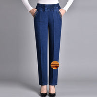 Teliraen - Gerade geschnittene Jeans mit weichem Griff – Dunkelblau (Winterdicke)