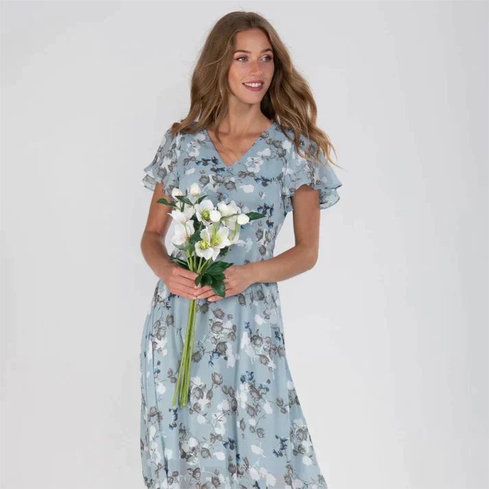 Floria - Rüschen V-Ausschnitt Kleid