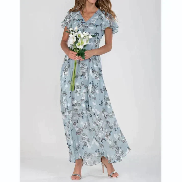 Floria - Rüschen V-Ausschnitt Kleid