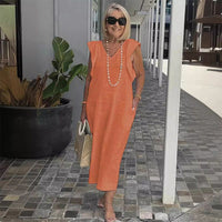 Stefanie | Ärmelloses Kleid – Orangefarben
