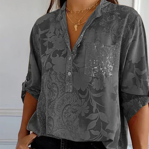 Langärmlige Bluse mit Blumendruck