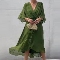 Amanda - Elegantes Kleid mit V-Ausschnitt – Grün